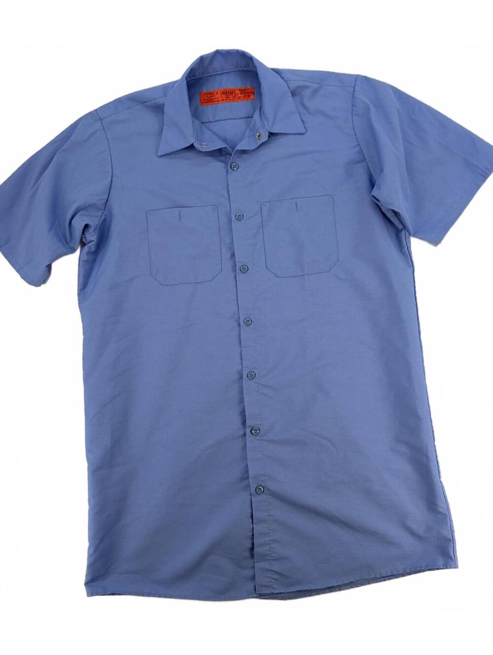 Red Kap Work Shirt Large Blue Dual Pocket Durable